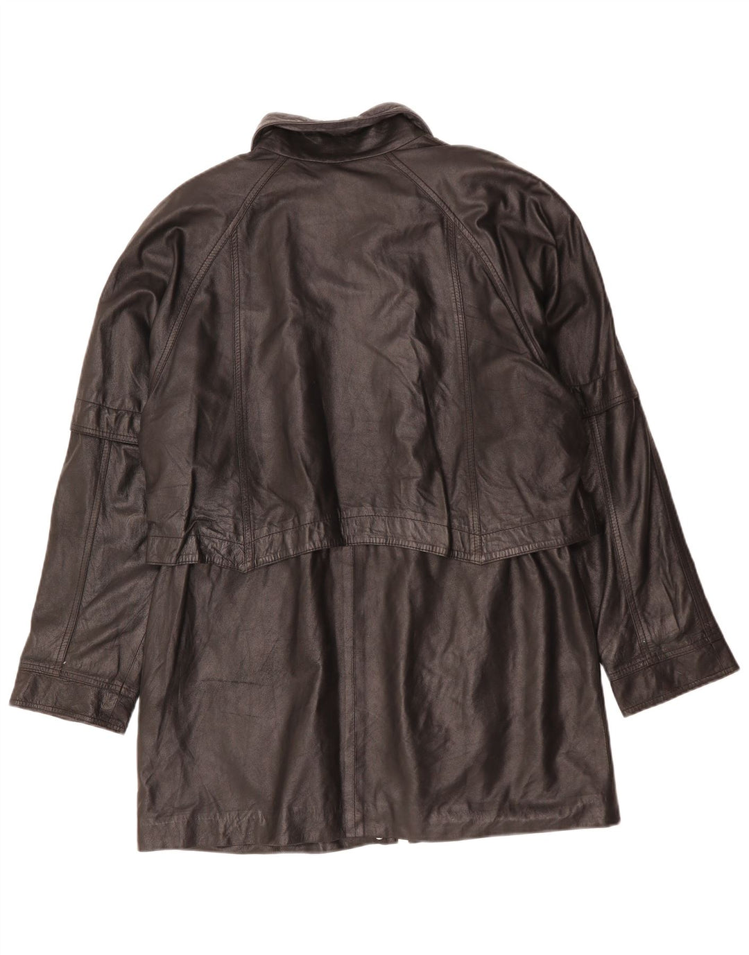 Vintage damski płaszcz skórzany oversize UK 16, duży czarny