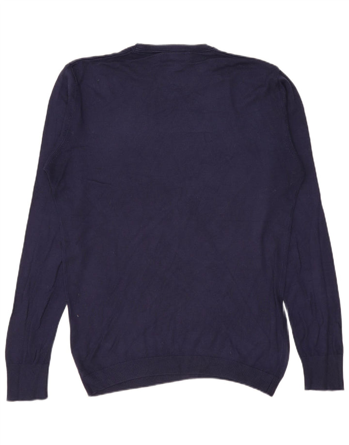 Męski sweter Zara z okrągłym dekoltem, duży, granatowy