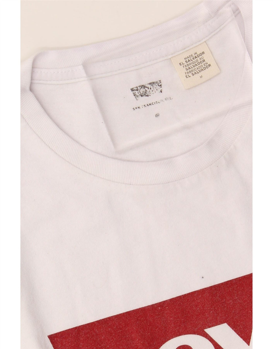 LEVI'S Womens Graphic T-Shirt Top UK 12 Medium White Vintage Levi's and Second-Hand Levi's from Messina Hembry 