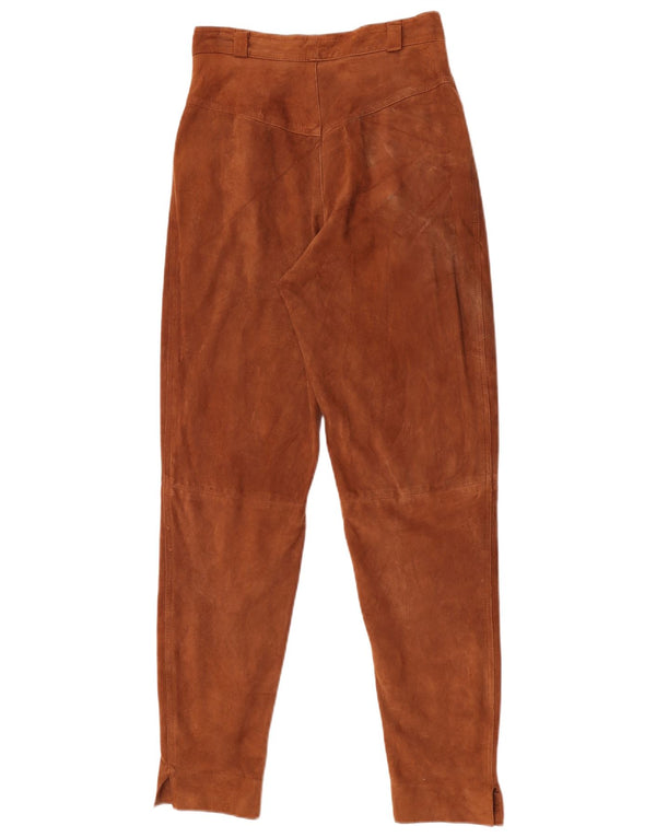 Vintage damskie zwężane zamszowe spodnie IT 42 Medium W26 L30 Brązowy zamsz