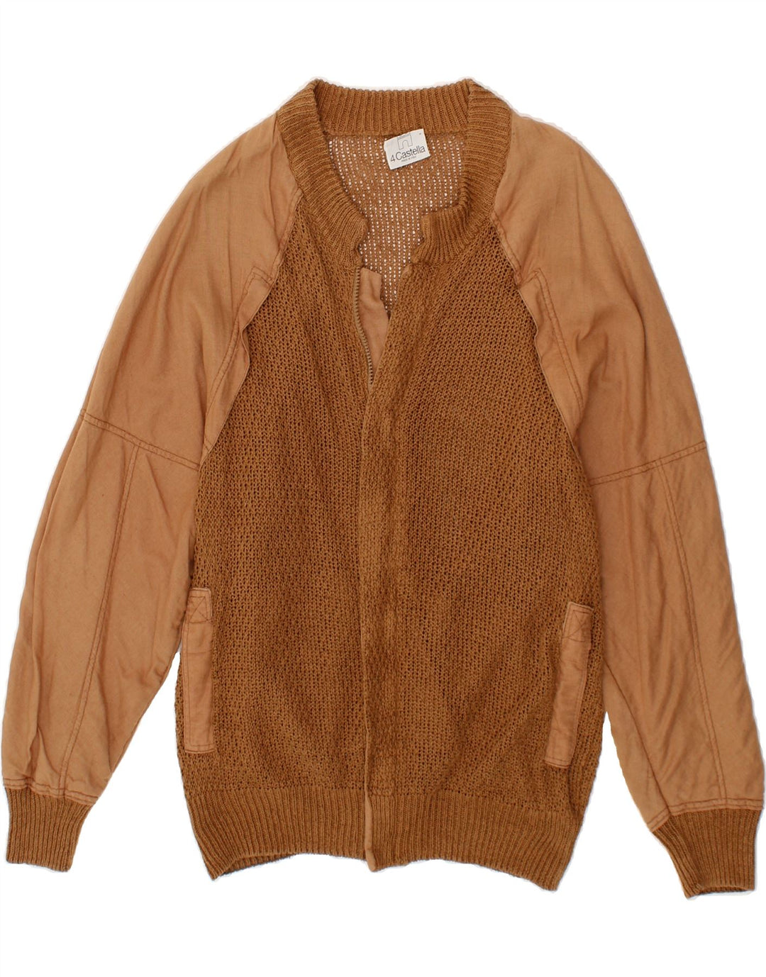 4 CASTELLA Mens Cardigan Sweater Medium Brown Colourblock Vintage 4 Castella and Second-Hand 4 Castella from Messina Hembry 