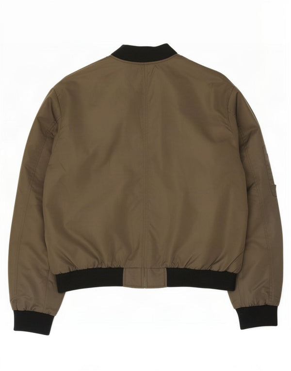 Zara Womens Oversized Bomber Jacket UK 14 Medium Khaki Colourblock