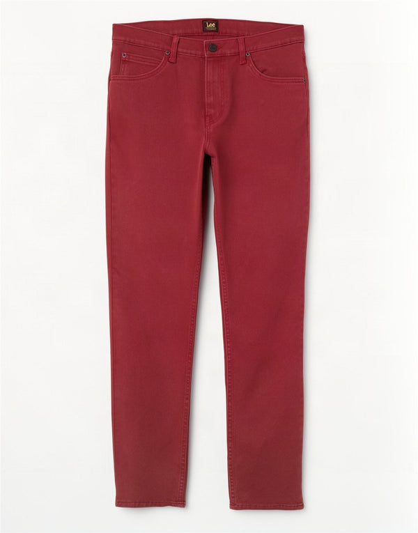 Męskie jeansy Lee Rider Straight Slim W31 L32 Burgundowa bawełna