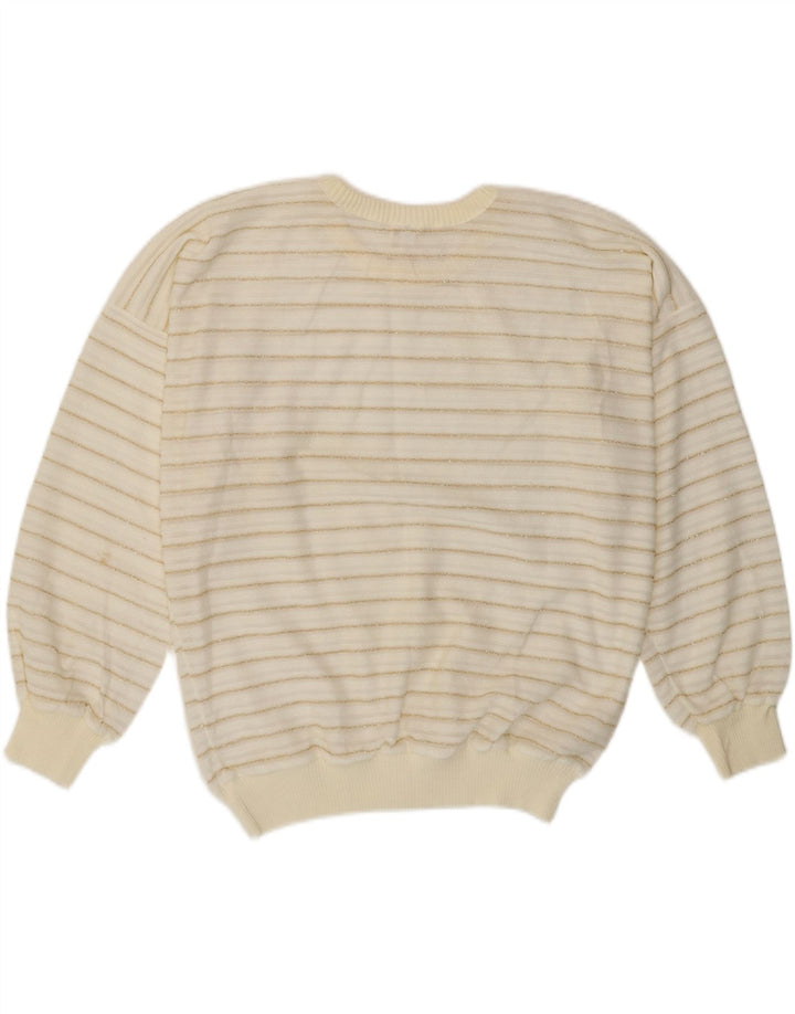 Sweter damski w stylu vintage z okrągłym dekoltem EU 42, duże białe paski