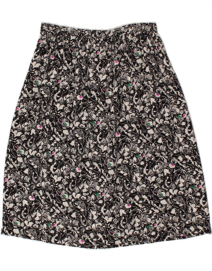 VINTAGE Womens A-Line Skirt W30 Medium Black Floral Vintage Vintage and Second-Hand Vintage from Messina Hembry 