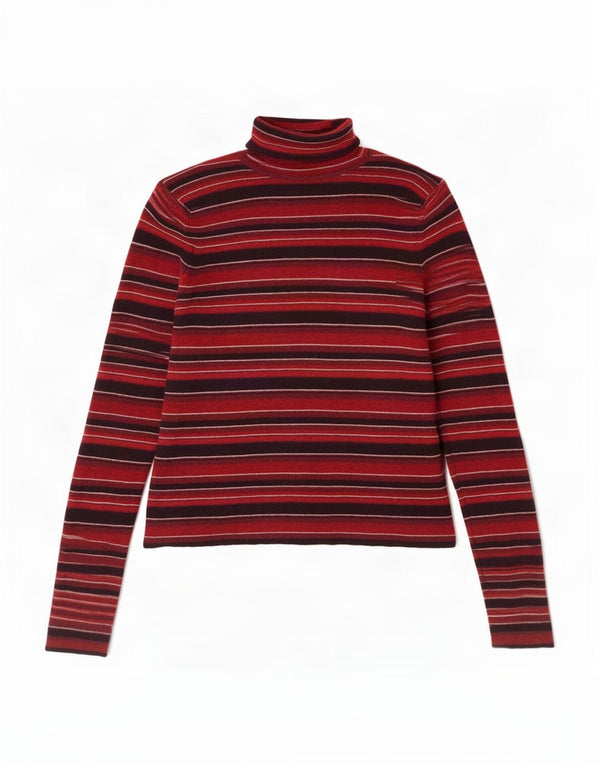 Sweter damski Brooks Brothers z wywijanym dekoltem, UK 12, średnie czerwone paski