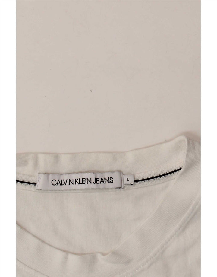 Męski top z długim rękawem Calvin Klein Jeans, duży, biały