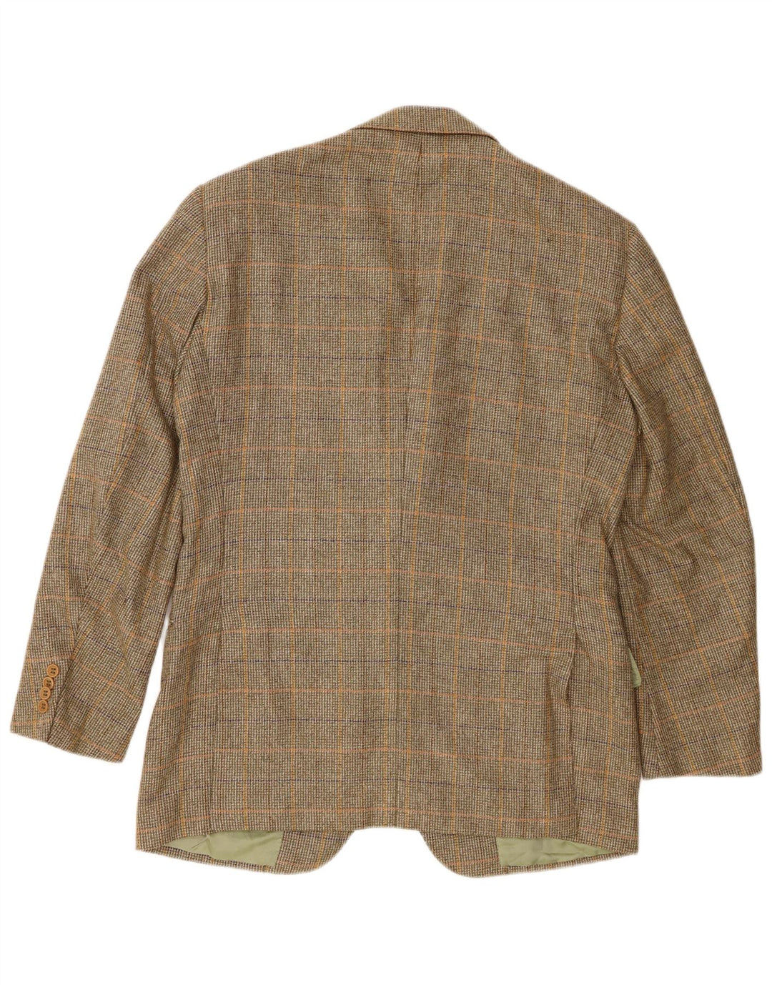 Męska marynarka zapinana na 2 guziki Abla IT 50, duża, zielona wełna w pepitkę