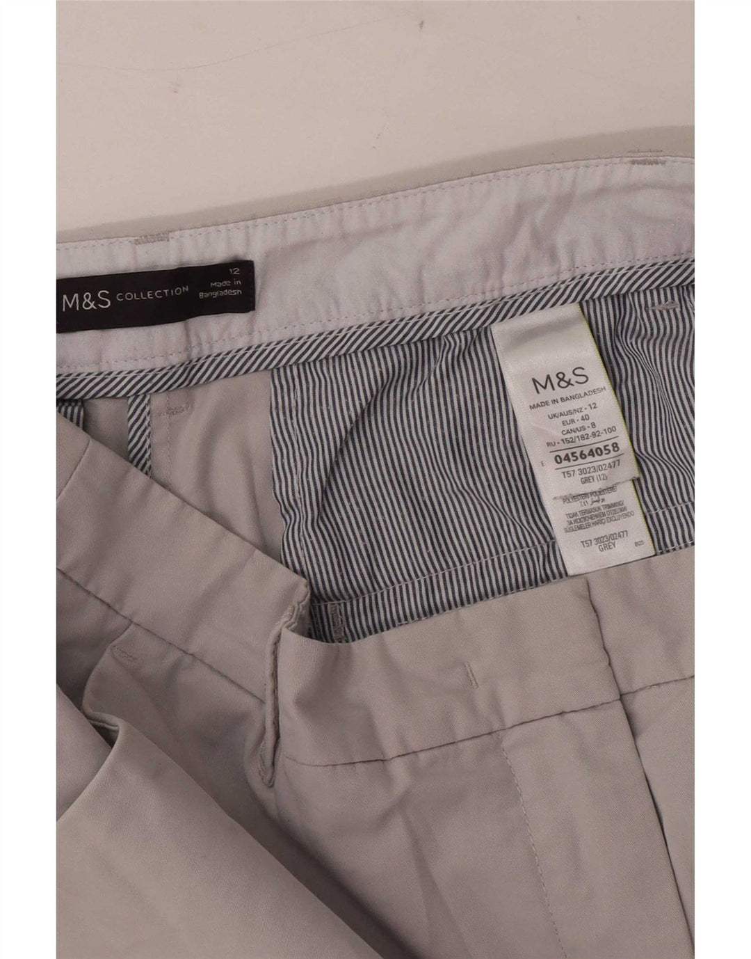 Marks & Spencer Damskie spodenki Chino UK 12 Medium W30 Szara bawełna