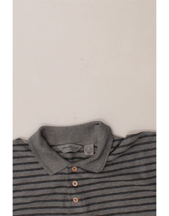 EDDIE BAUER Mens Polo Shirt XL Grey Striped Cotton Vintage Eddie Bauer and Second-Hand Eddie Bauer from Messina Hembry 