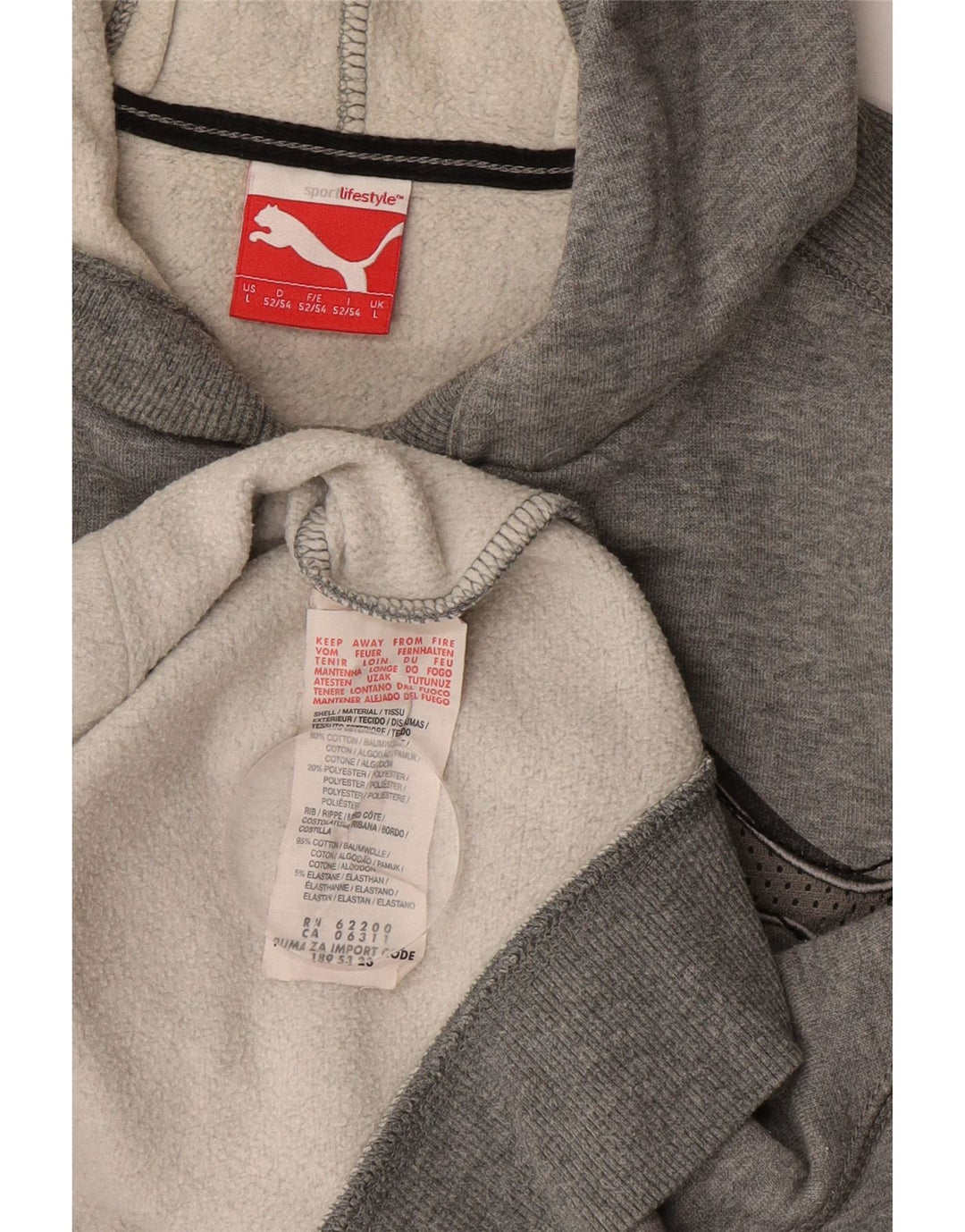 Męski sweter z kapturem Puma z grafiką, duży, szary, bawełniany