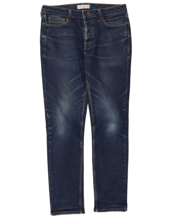 TOPSHOP Męskie jeansy slim W34 L30 Niebieskie bawełniane
