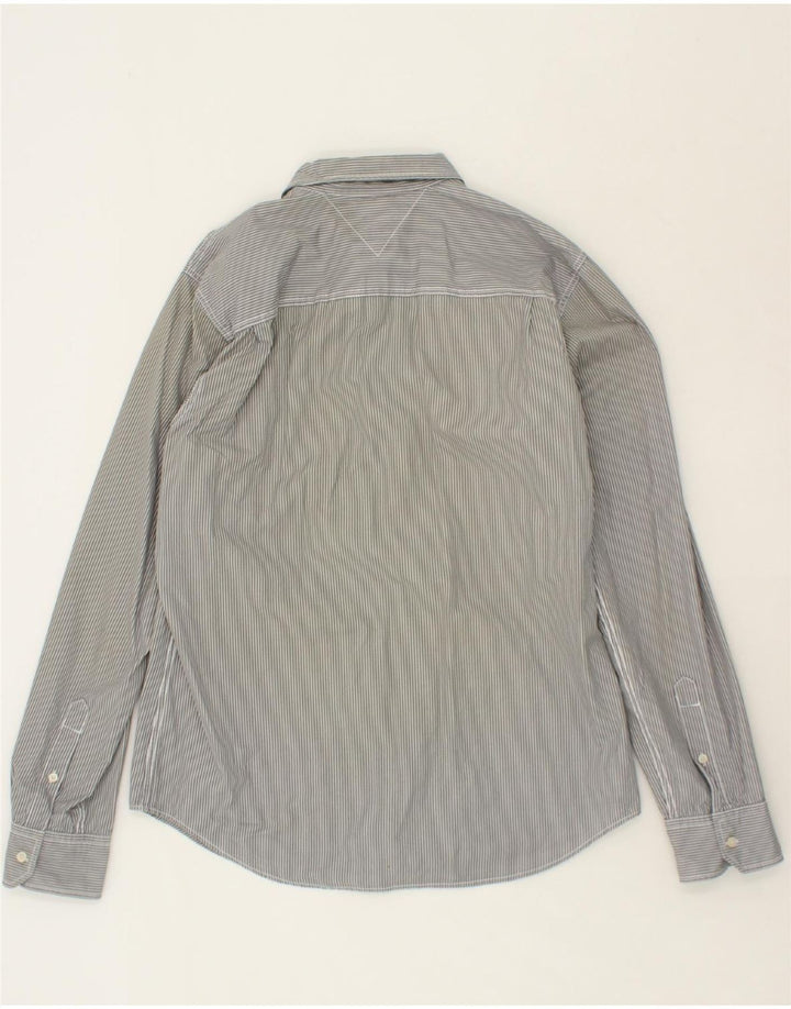 TOMMY HILFIGER Mens Shirt 2XL Grey Pinstripe Cotton Vintage Tommy Hilfiger and Second-Hand Tommy Hilfiger from Messina Hembry 