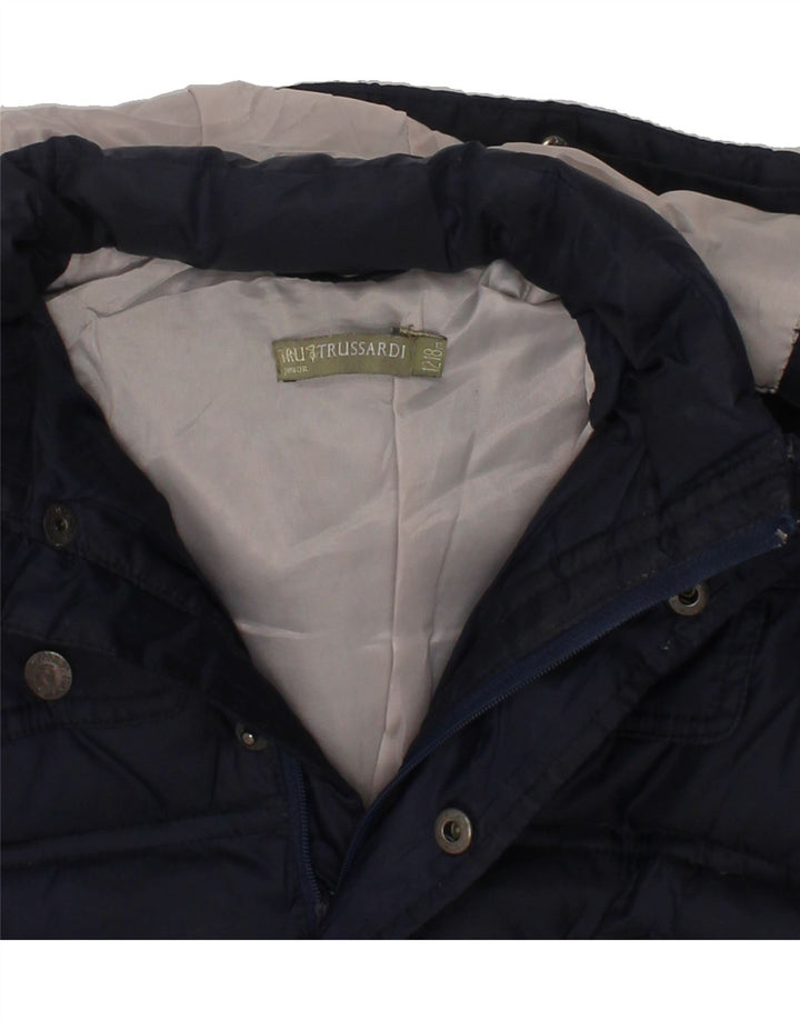 TRUSSARDI Baby Boys Hooded Padded Jacket 12-18 Months Navy Blue Polyester Vintage Trussardi and Second-Hand Trussardi from Messina Hembry 