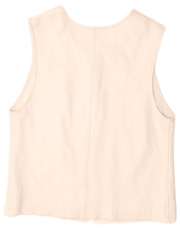 Kamizelka skórzana damska VINTAGE UK 12 Średnia Biała