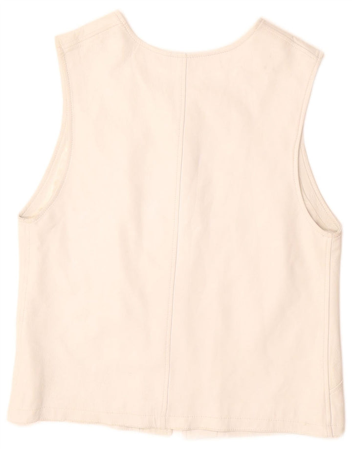 Kamizelka skórzana damska VINTAGE UK 12 Średnia Biała