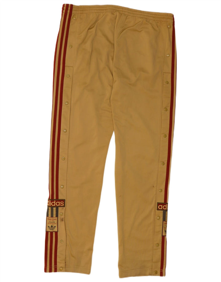 Męskie spodnie dresowe Adidas z grafiką, średni khaki, poliester