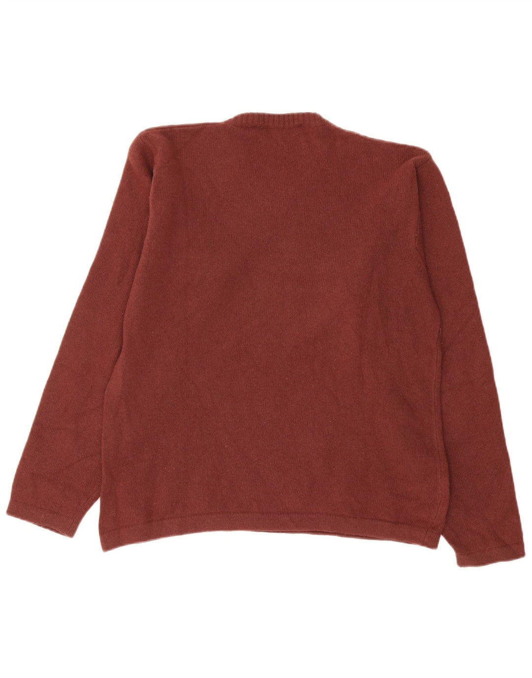 LEE Mens V-Neck Jumper Sweater Large Maroon Wool