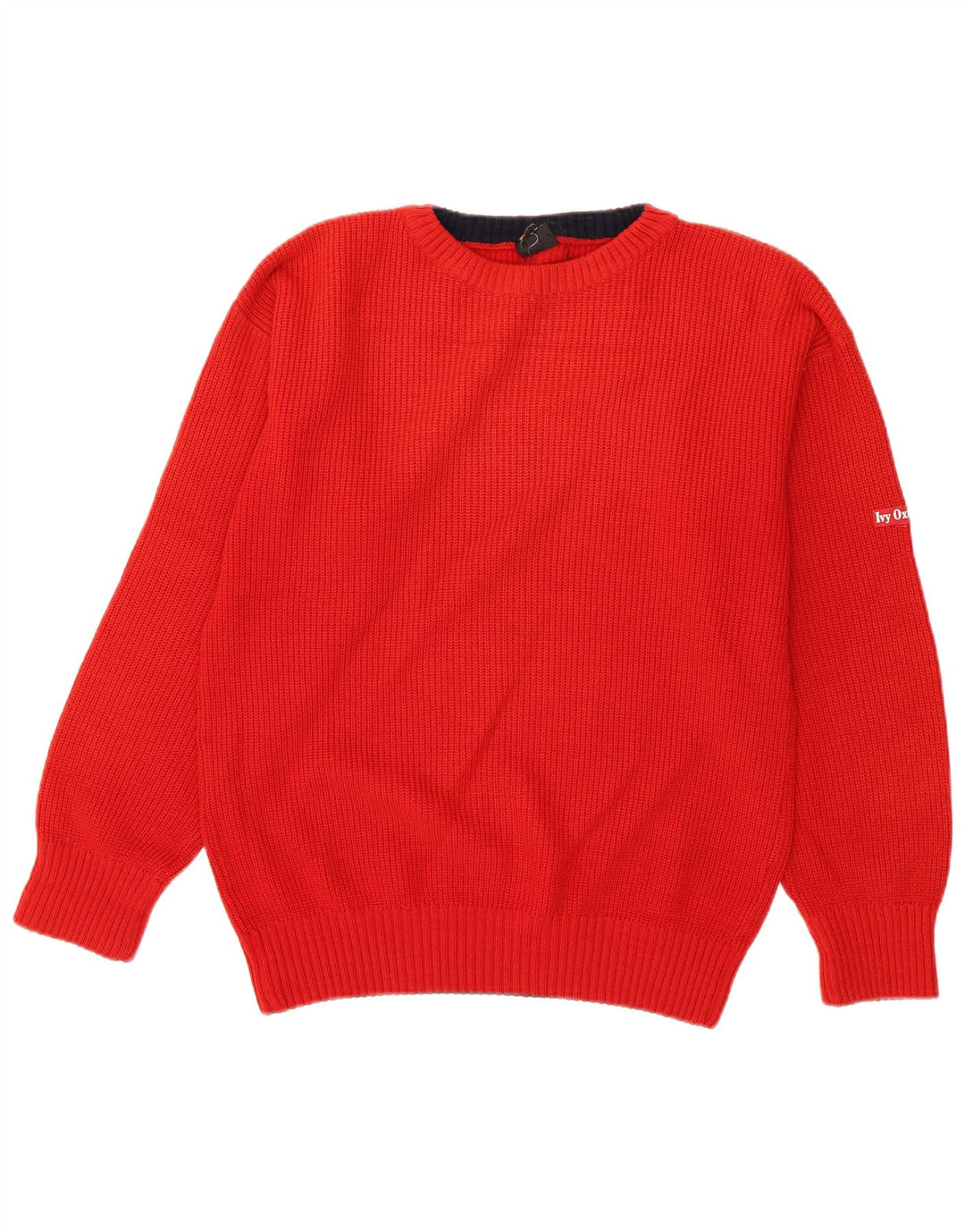 Męski sweter z okrągłym dekoltem Ivy Oxford, średnia czerwona wełna