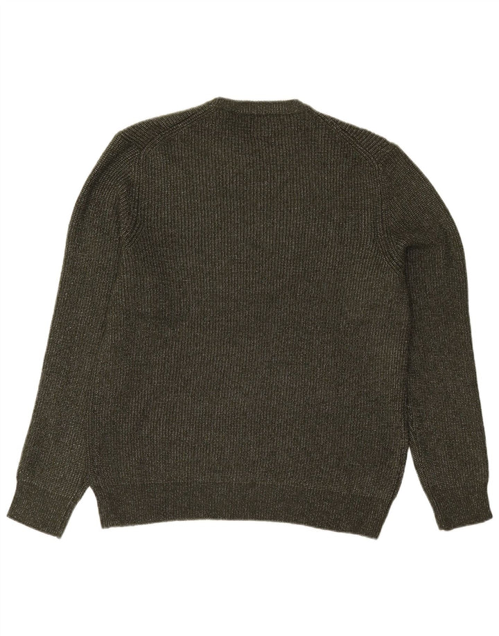 Marks & Spencer Męski sweter z okrągłym dekoltem, duży, khaki, poliamid