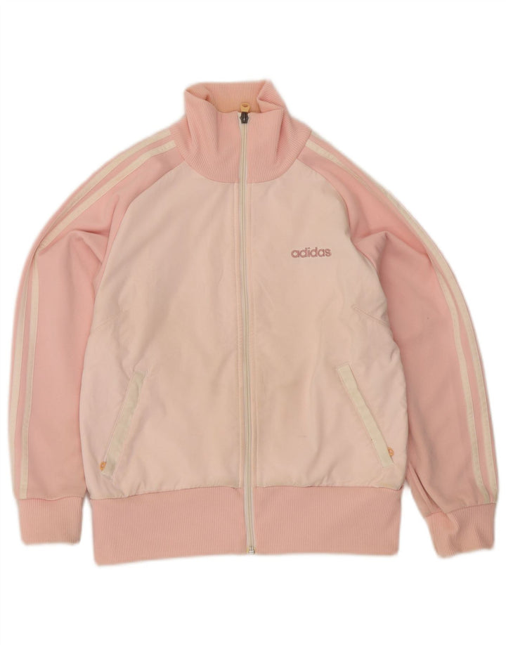 Damska bluza dresowa Adidas UK 10 Mały różowy poliester z blokami kolorów