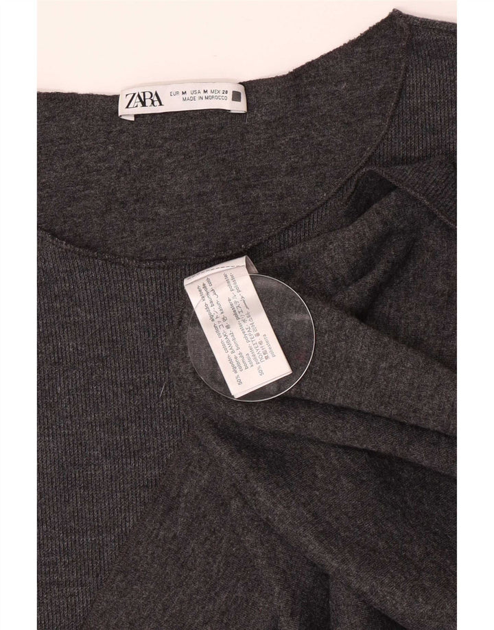 T-shirt damski Zara Top UK 12 Średni szary, bawełniany