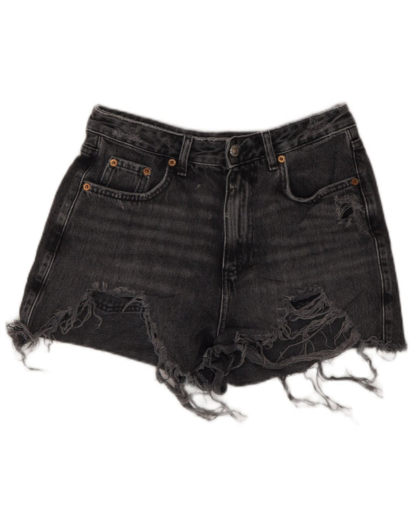 Topshop Damskie spodnie jeansowe Mom Distressed Hot Pants UK 10 Small W28 Szare