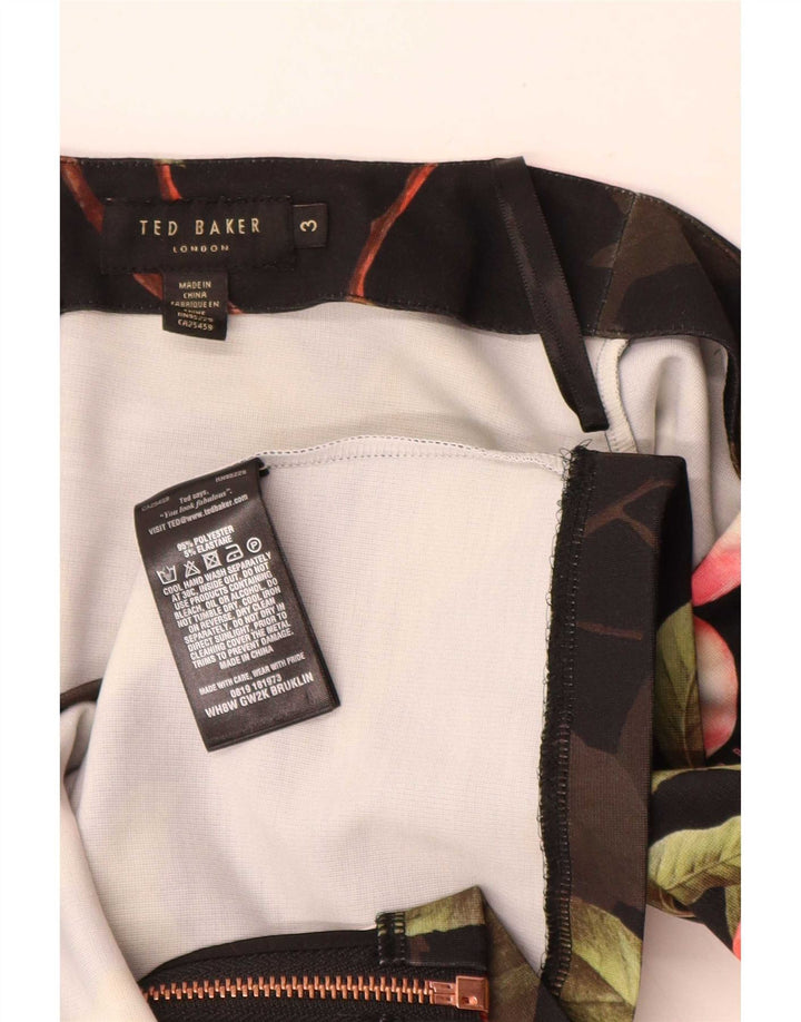 Damski top z odkrytymi ramionami Ted Baker, rozmiar 3, średni czarny, kwiatowy poliester