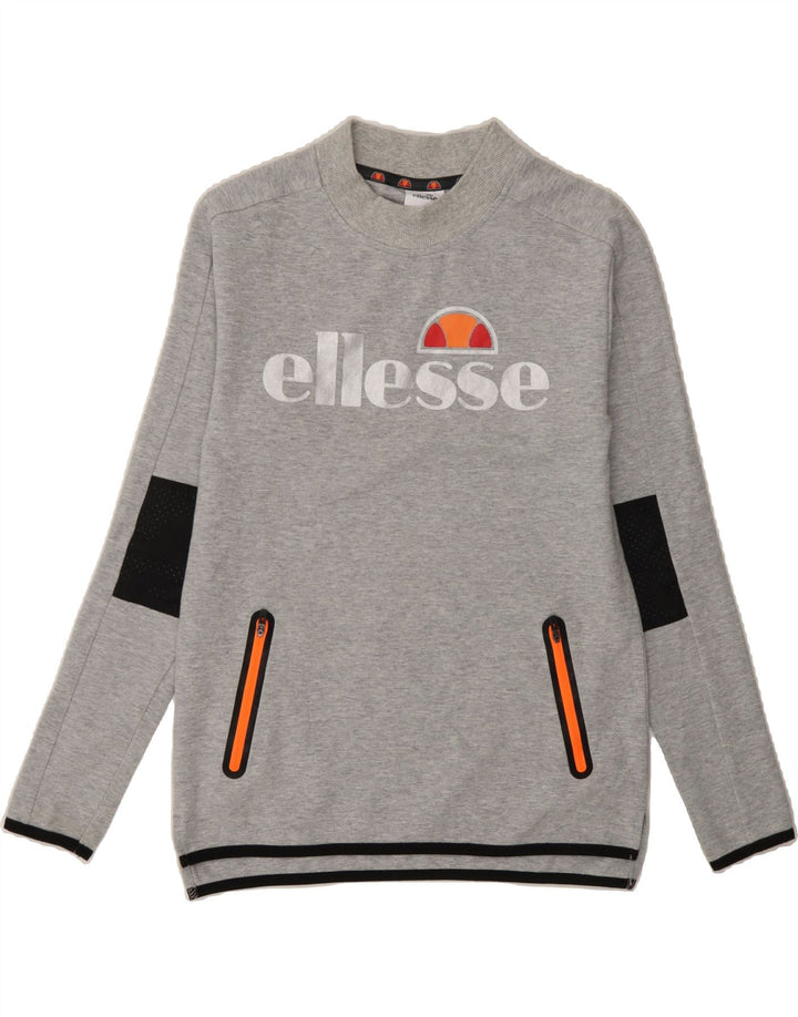 ELLESSE Womens Graphic Sweatshirt Jumper UK 8 Small Grey Cotton Vintage Ellesse and Second-Hand Ellesse from Messina Hembry 