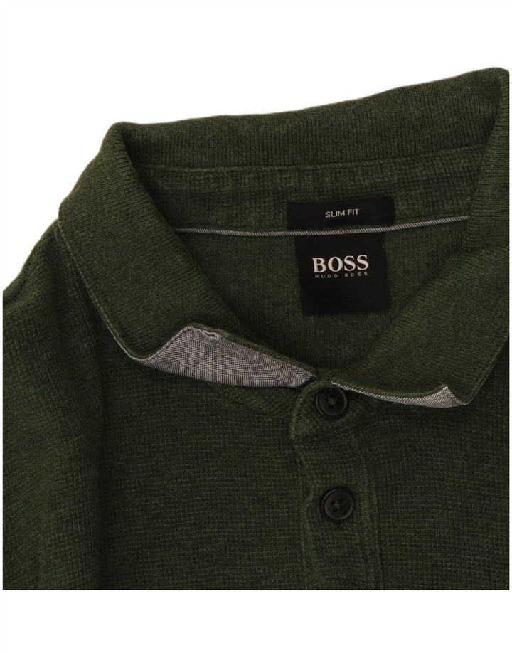 Męska koszulka polo z długim rękawem Hugo Boss, duża, zielona