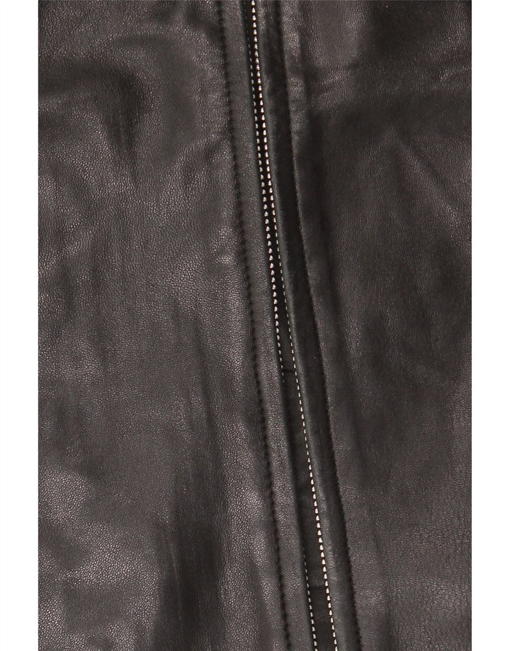 Damska kurtka skórzana JAEGER UK 12, średnia czarna skóra