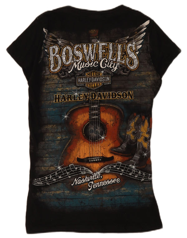 Damska koszulka z grafiką Harley Davidson Nashville Top UK 10, mała czarna