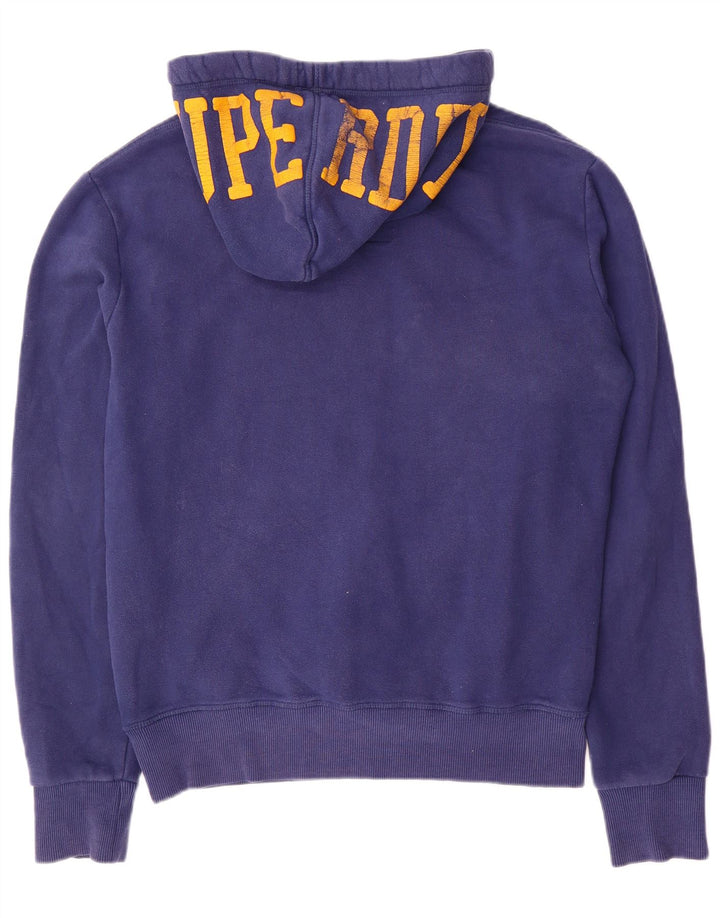 SUPERDRY Męski sweter z kapturem i grafiką, duży, niebieski, bawełniany