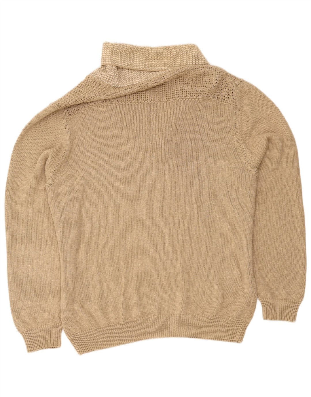 Męski sweter Massimo Dutti z szalowym dekoltem 2XL, beżowy, bawełniany