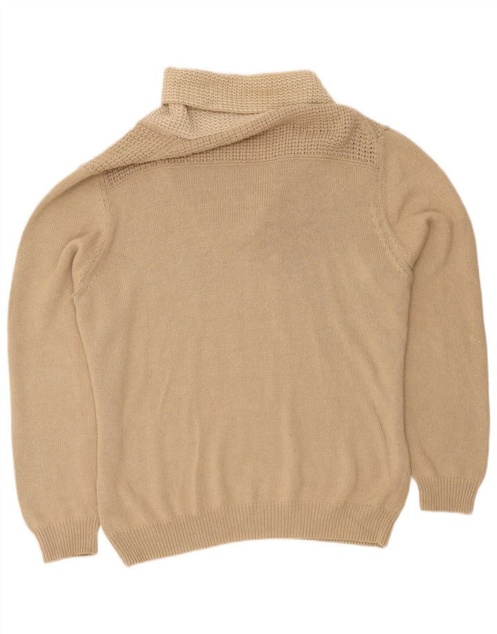 Męski sweter Massimo Dutti z szalowym dekoltem 2XL, beżowy, bawełniany