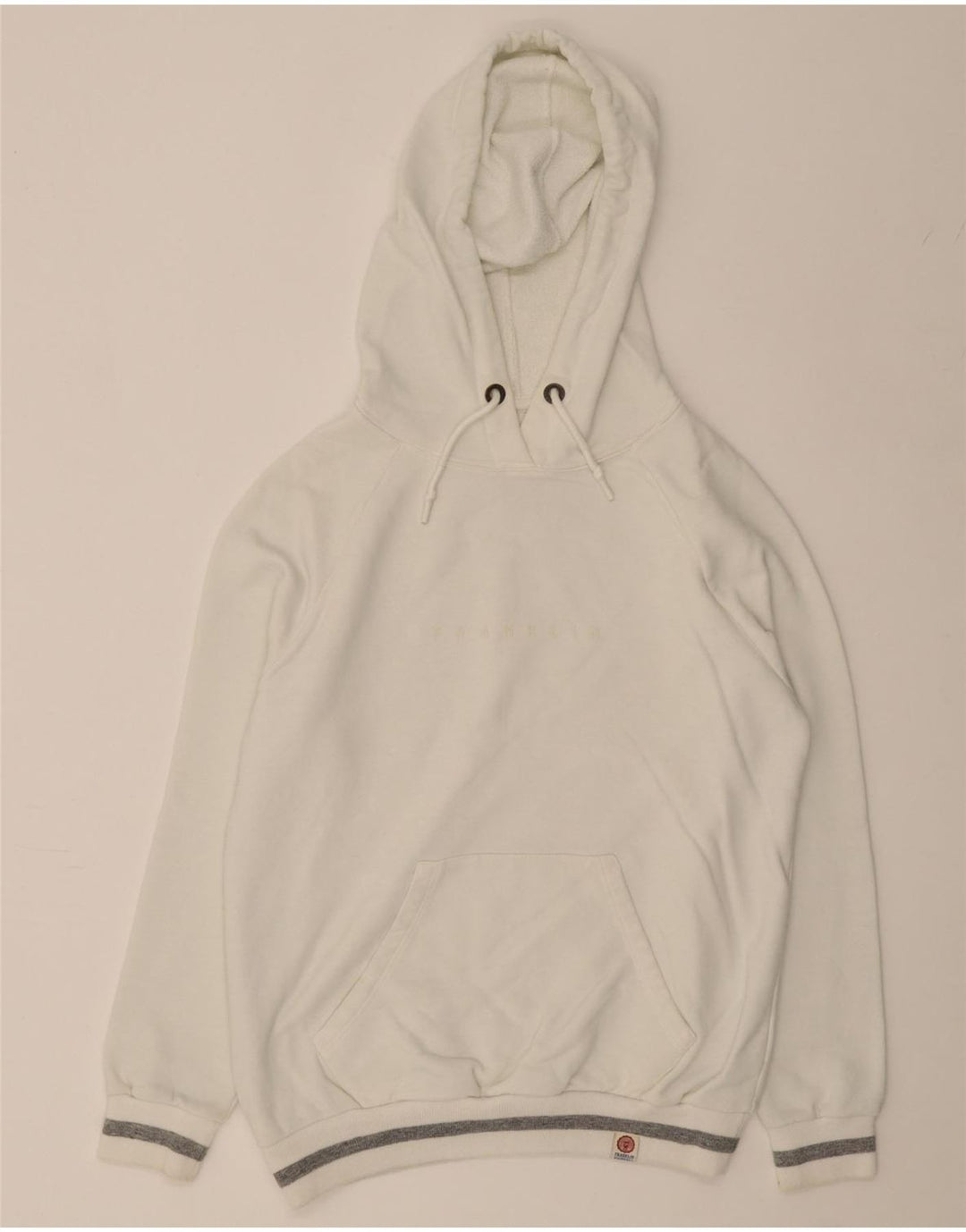 FRANKLIN & MARSHALL Mens Hoodie Jumper Small White Cotton Vintage Franklin & Marshall and Second-Hand Franklin & Marshall from Messina Hembry 