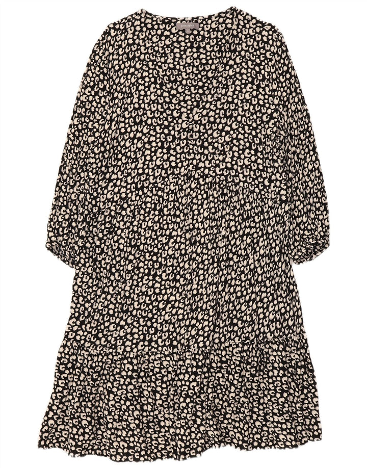 ZASADY Damska wielowarstwowa sukienka z rękawami 3/4 UK 16, duży czarny nadruk zwierzęcy
