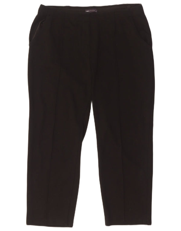 Spodnie damskie Marks & Spencer, proste, przycięte, UK 14, duże, W33, L25, czarne