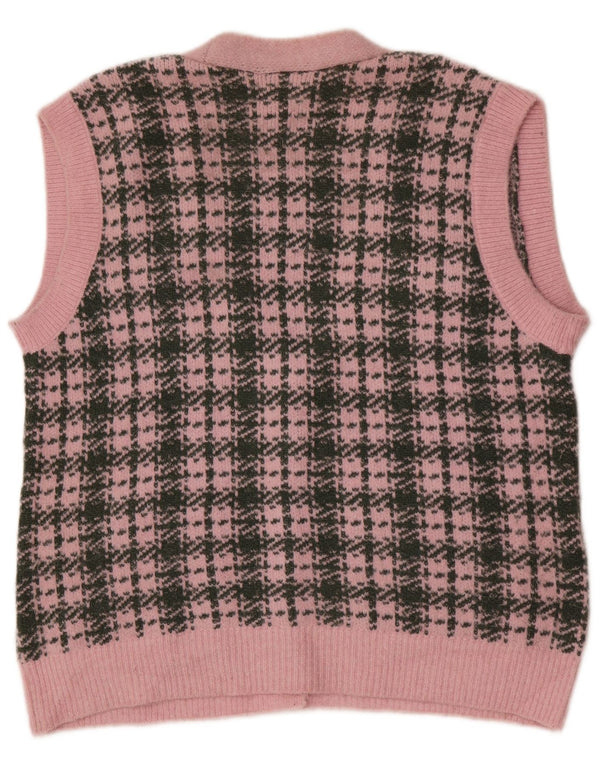 Damski sweter oversize bez rękawów Zara UK 10 w małą różową kratkę