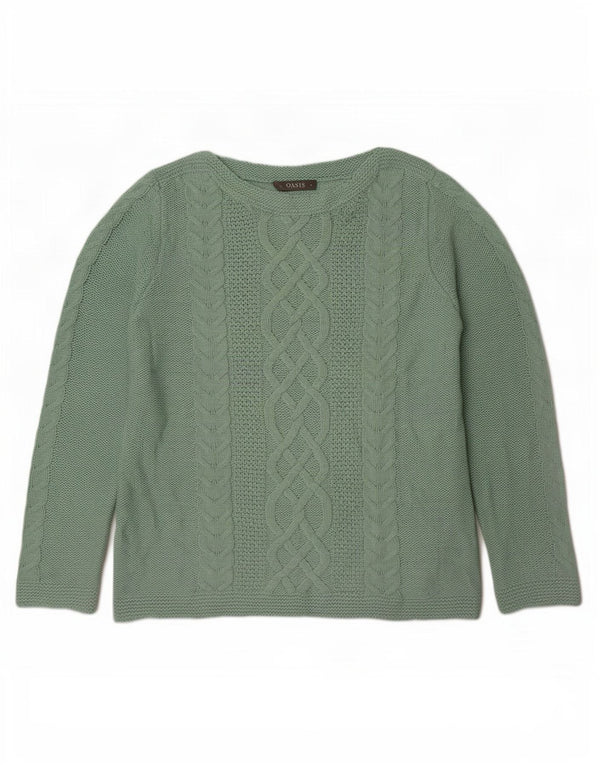 Sweter damski Oasis z dekoltem w łódkę UK 16, duży, zielony, akrylowy
