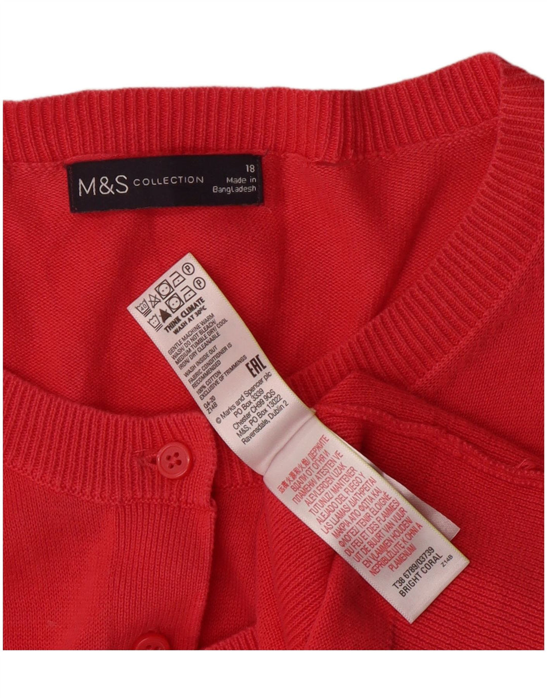 MARKS & SPENCER Damski sweter kardigan UK 18 XL Różowa bawełna