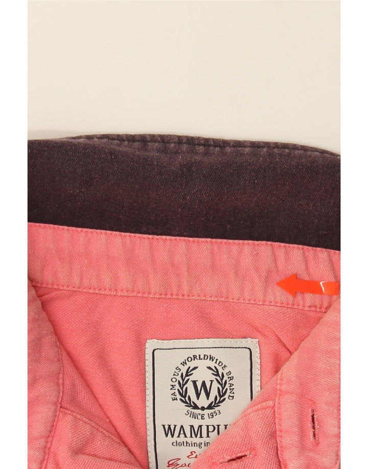 WAMPUM Mens Graphic Polo Shirt Large Pink Cotton Vintage Wampum and Second-Hand Wampum from Messina Hembry 