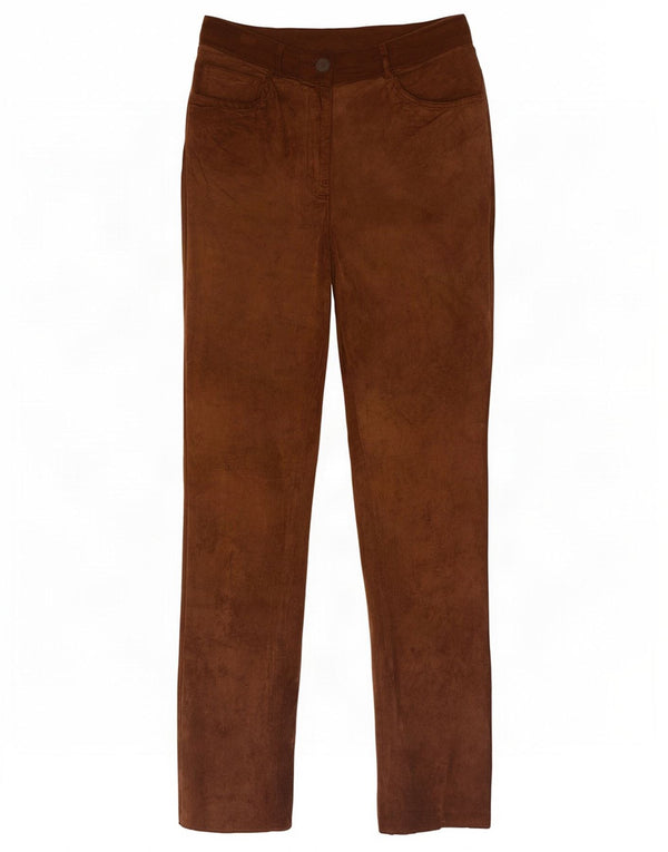 Spodnie damskie Jones Slim Suede EU 36 Small W26 L28 Brązowa skóra