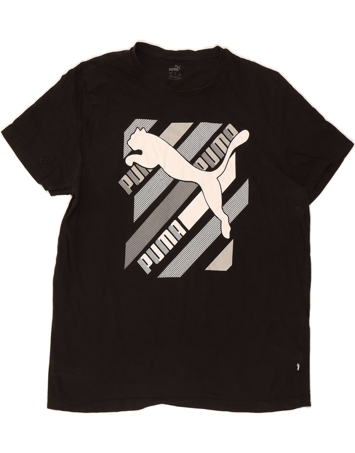PUMA Mens Graphic T-Shirt Top XL Black Colourblock Vintage Puma and Second-Hand Puma from Messina Hembry 