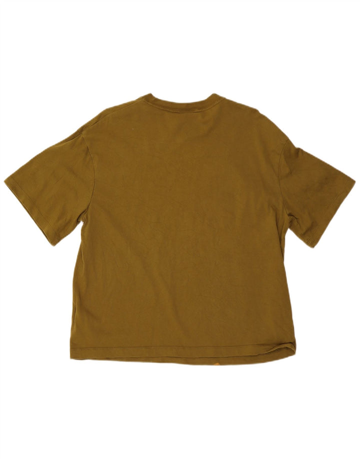 NIKE Mens Swoosh Graphic T-Shirt Top Medium Khaki Cotton