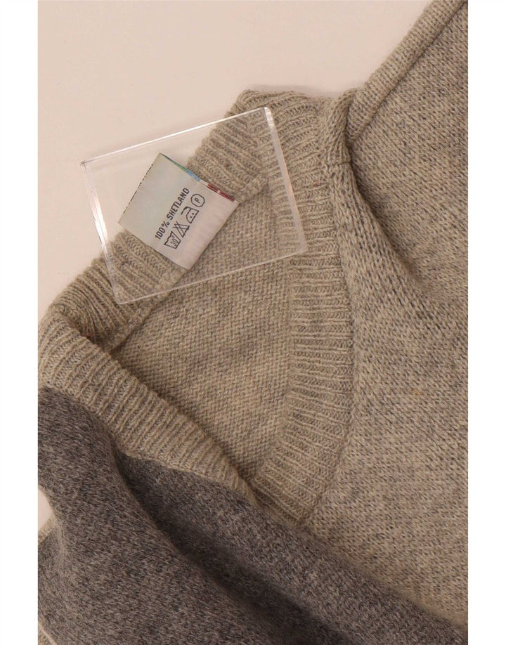 Męski sweter Shetland Jeneros z okrągłym dekoltem, średnioszary, geometryczny