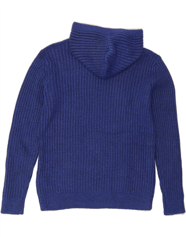 MARKS & SPENCER Womens Hooded Jumper Sweater UK 14 Medium Blue Polyester Vintage Marks & Spencer and Second-Hand Marks & Spencer from Messina Hembry 