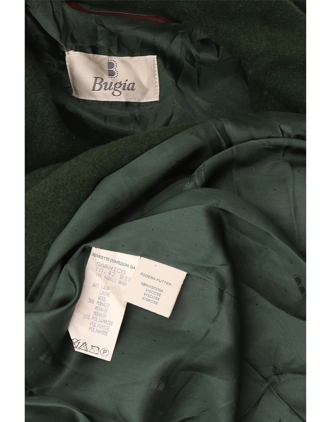 Vintage damski płaszcz oversize UK 18 XL, zielona wełna