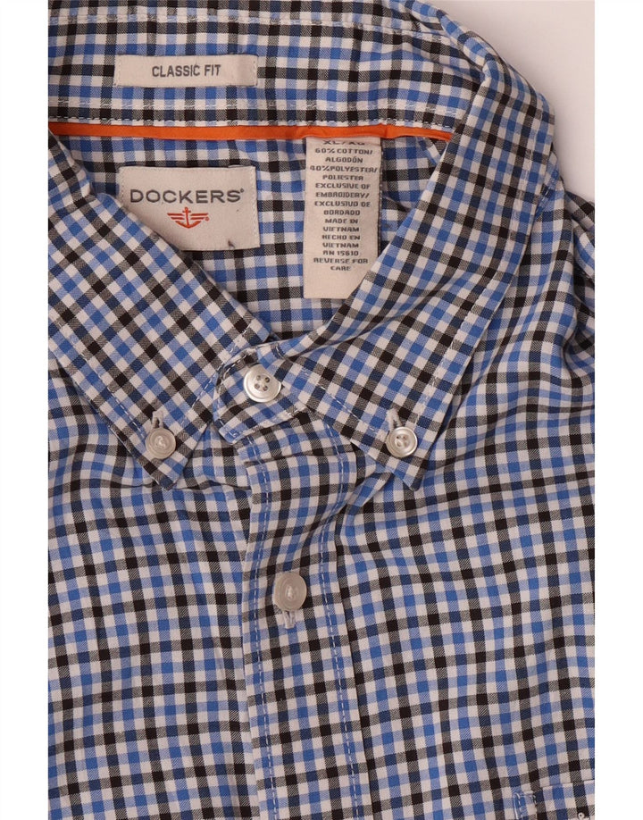 DOCKERS Mens Classic Fit Shirt XL Blue Check Cotton Vintage Dockers and Second-Hand Dockers from Messina Hembry 