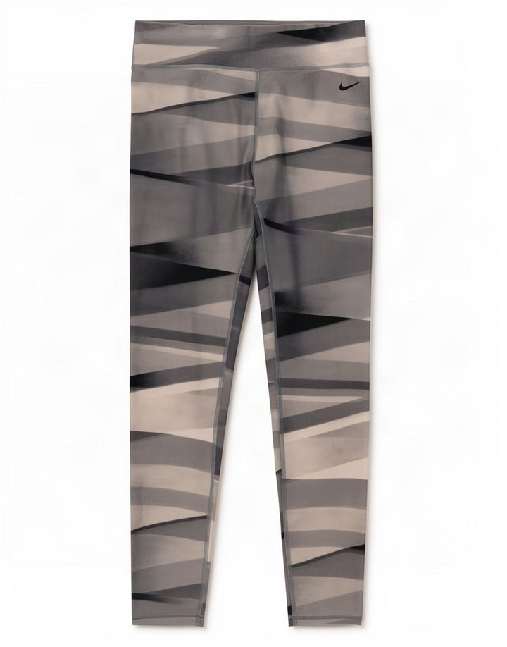 Damskie legginsy Nike Dri Fit UK 12, średnioszary, geometryczny poliester